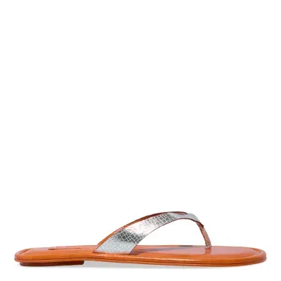 Rasteira Thong Cobra Prata Metalizada