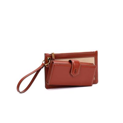 Kit Nécessaire Alça De Mão e Carteira Soft Marrom Terracota