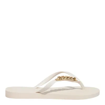 Chinelo Flip Flop Borracha Marrom Off White