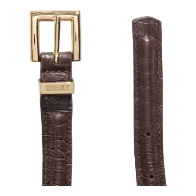 Cinto Couro Croco Marrom Dark