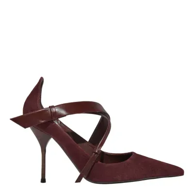 Scarpin Nobuck Marrom Dark Bico Fino Salto Agulha