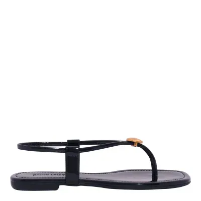 Rasteira Verniz Preto Bico Quadrado