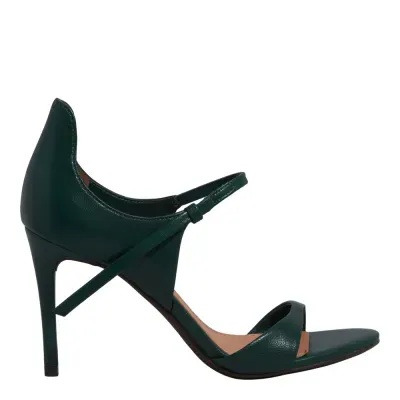 Sandália Couro Pelica Soft Azul Escuro Salto Alto Fino