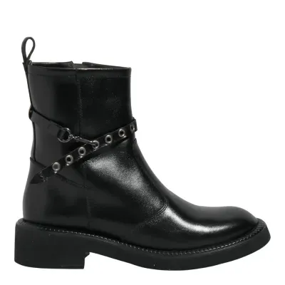 Bota Coturno Couro Confort Preta