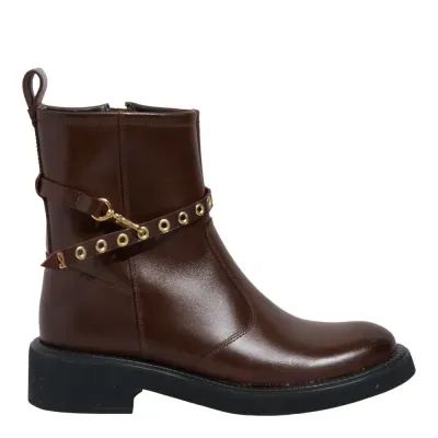Bota Coturno Couro Confort Marrom Dark