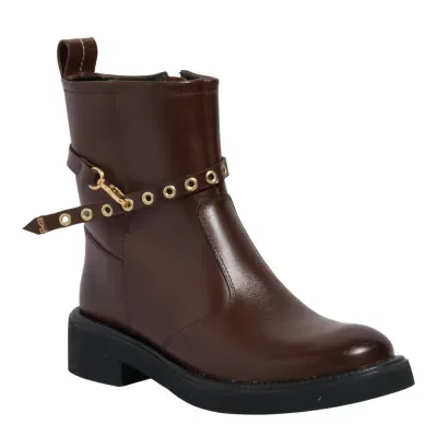 Bota Coturno Couro Confort Marrom Dark