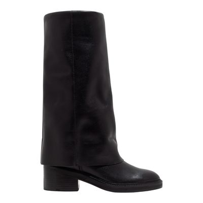 Bota Capa Couro Confort Salto Bloco Preta