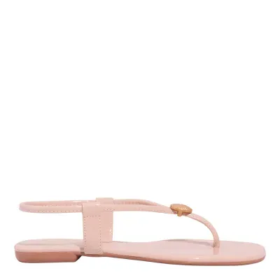 Rasteira Verniz Bege Bico Quadrado