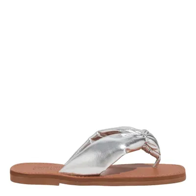 Rasteira Puff Metalizada Ecoform Crinkle Prata