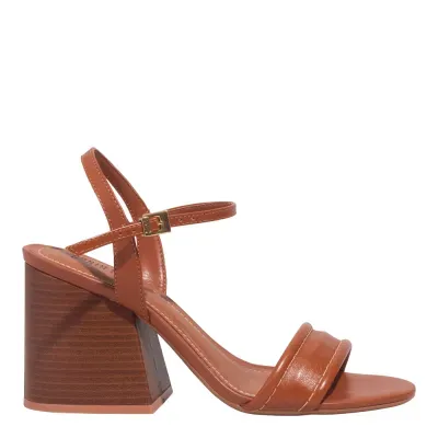 Sandália Couro Nobre Soft Marrom Salto Grosso