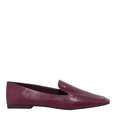 Mocassim Couro Nobre Soft Roxo Berry Bico Redondo
