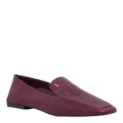Mocassim Couro Nobre Soft Roxo Berry Bico Redondo