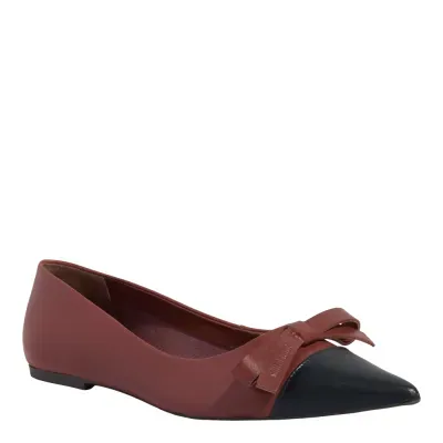 Sapatilha Couro Nobre Soft Marrom Bico Fino Laço