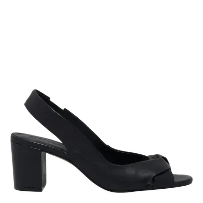 Peep Toe Couro Premium Preto Salto Grosso