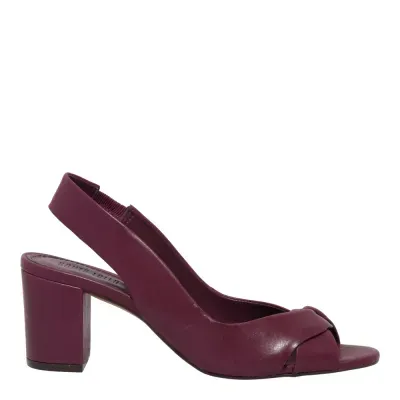 Peep Toe Couro Premium Roxo Berry Salto Grosso