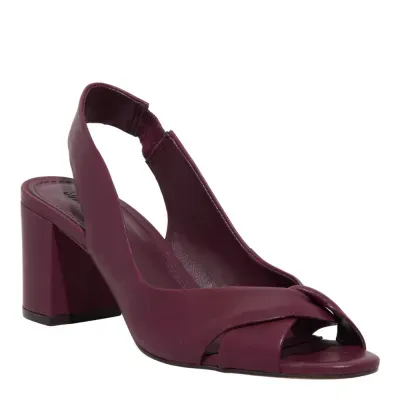 Peep Toe Couro Premium Roxo Berry Salto Grosso