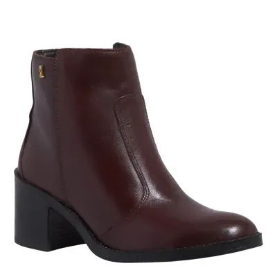 Bota Napa Confort Salto Baixo Grosso Marrom Dark