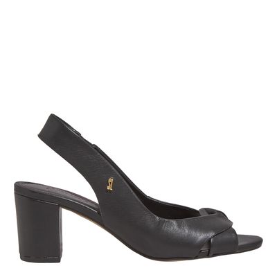 Peep Toe Couro Pelica Soft Preto