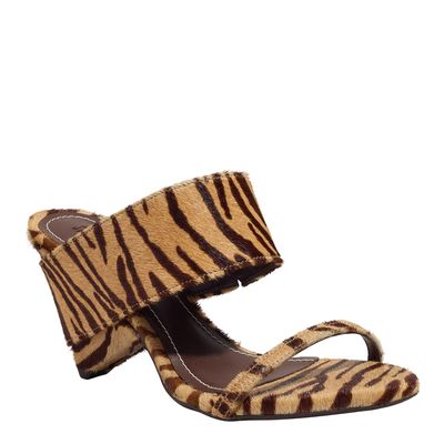 Mule Couro Pelo Zebra New Natural