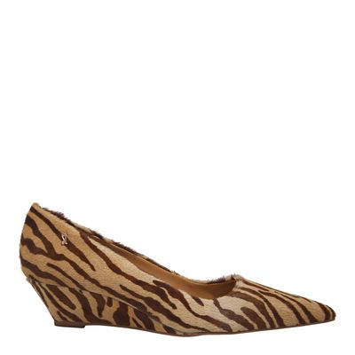 Scarpin Couro Pelo Estampa Zebra Natural