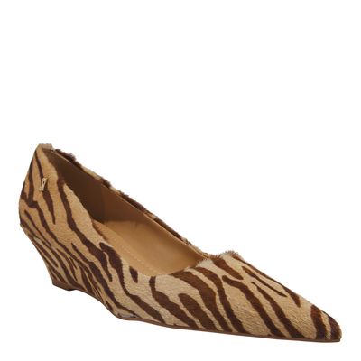 Scarpin Couro Pelo Estampa Zebra Natural