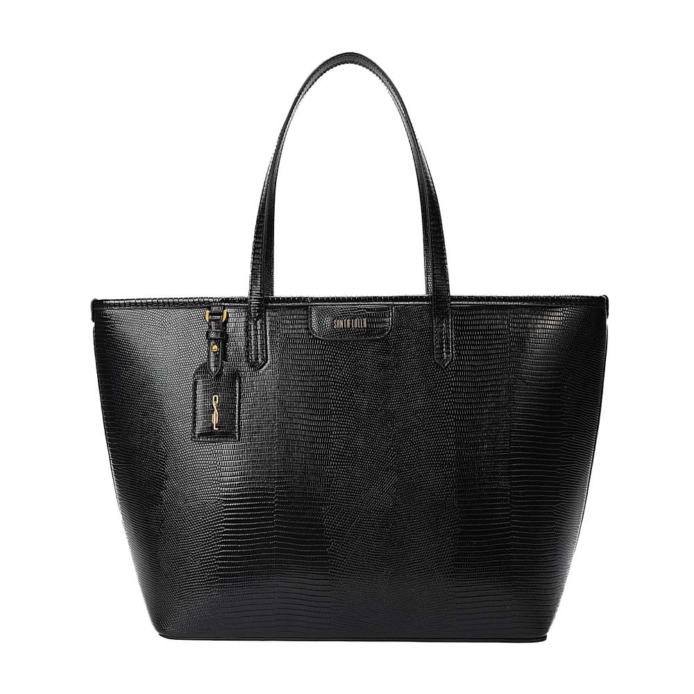 Bolsa Shopper Material Lizard Preto Alça de Ombro - Santa Lolla
