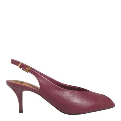 Peep Toe Couro Nobre Soft Beterraba