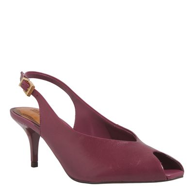 Peep Toe Couro Nobre Soft Beterraba