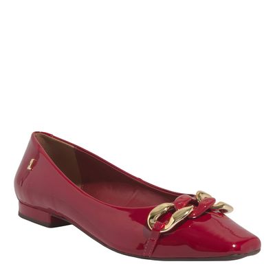 Sapatilha Verniz Anzeli Vermelho Malbec Bico Fino