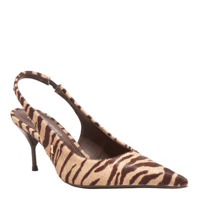 Scarpin Couro Pelo Estampa Zebra Natural