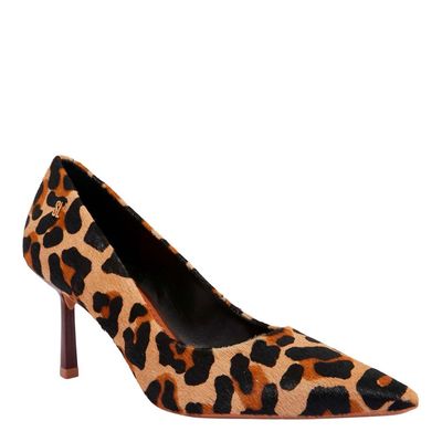Scarpin Couro Pelo Estampa Onca Natural