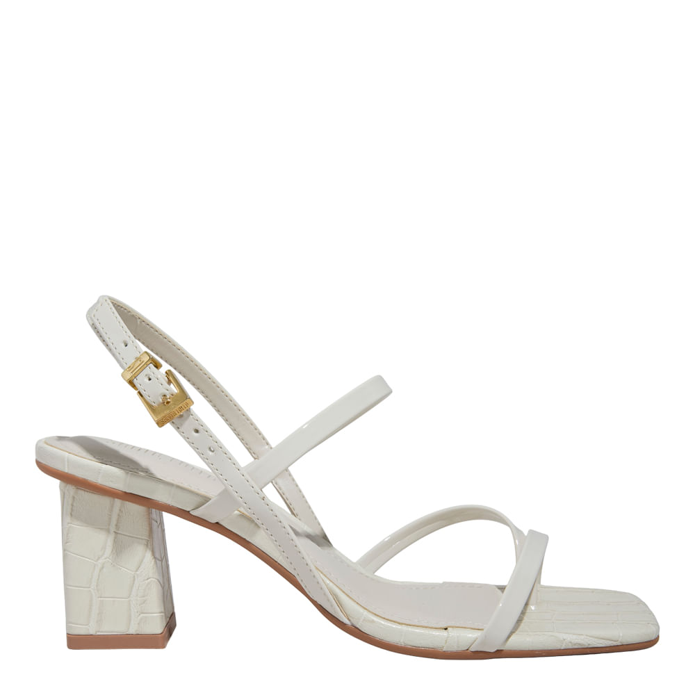 Sandália Verniz Anzeli Off White Salto Bloco - Santa Lolla