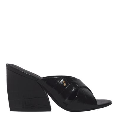 Mule Croco Italiano Preto