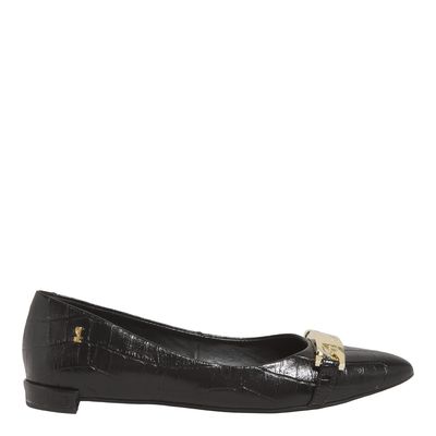 Sapatilha Couro Croco Preto