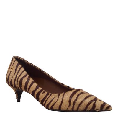 Scarpin Couro Pelo Estampa Zebra Natural