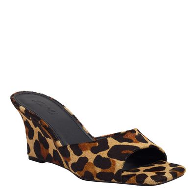 Mule Couro Pelo Estampa Onca Natural