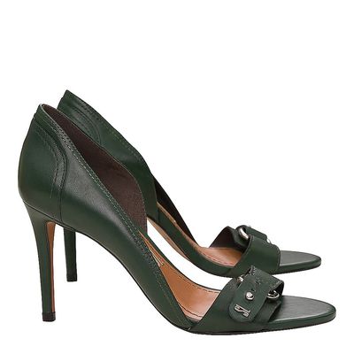 Peep Toe Salto Alto Design Lateral Verde