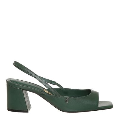 Peep Toe Tira Bico Quadrado Verde