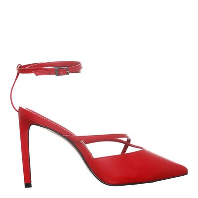 Scarpin Couro Pelica Soft Tira Recorte Vermelho