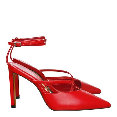 Scarpin Couro Pelica Soft Tira Recorte Vermelho