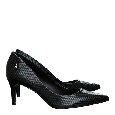Scarpin Cobra Salto Médio Preto