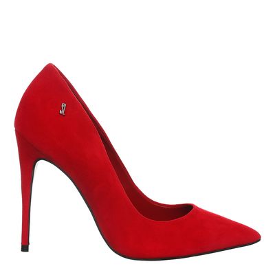 Scarpin Camurça Salto Alto Vermelho