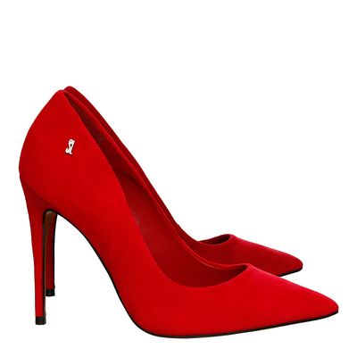 Scarpin Camurça Salto Alto Vermelho