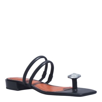 Rasteira Couro Confort Preto