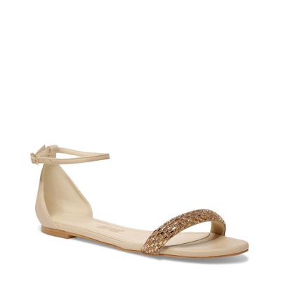 Rasteira Floater Tira Strass Bege