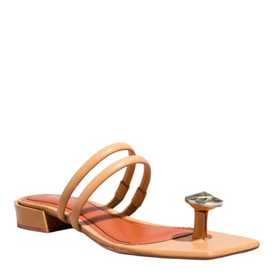 Rasteira Couro Confort Bege Egido