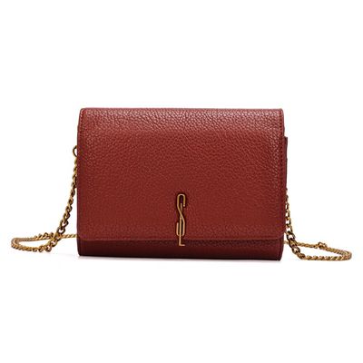 Bolsa Carteira Floater Marrom Alça Corrente Transversal