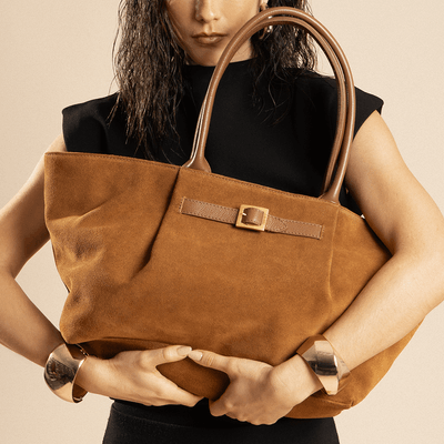 Bolsa G Couro Camurça Safari