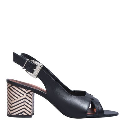 Peep Toe Couro Confort Preto