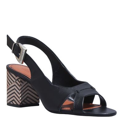 Peep Toe Couro Confort Preto